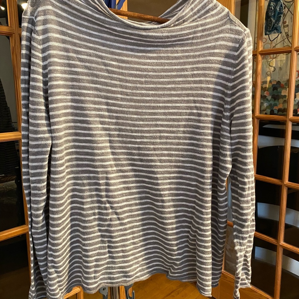 Gray Striped Women's Sweater - Picture 2 of 4